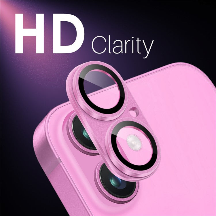 NORTHJO For iPhone 16 / 16 Plus Matte Camera Lens Protector Integrated Metal + Tempered Glass Lens Film - Rose