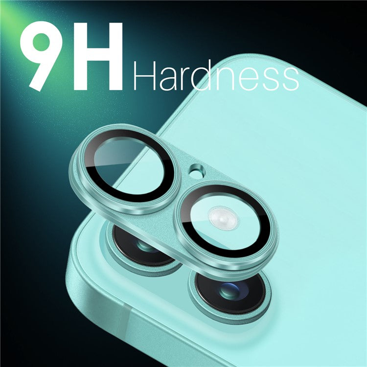 NORTHJO For iPhone 16 / 16 Plus Matte Camera Lens Protector Integrated Metal + Tempered Glass Lens Film - Cyan