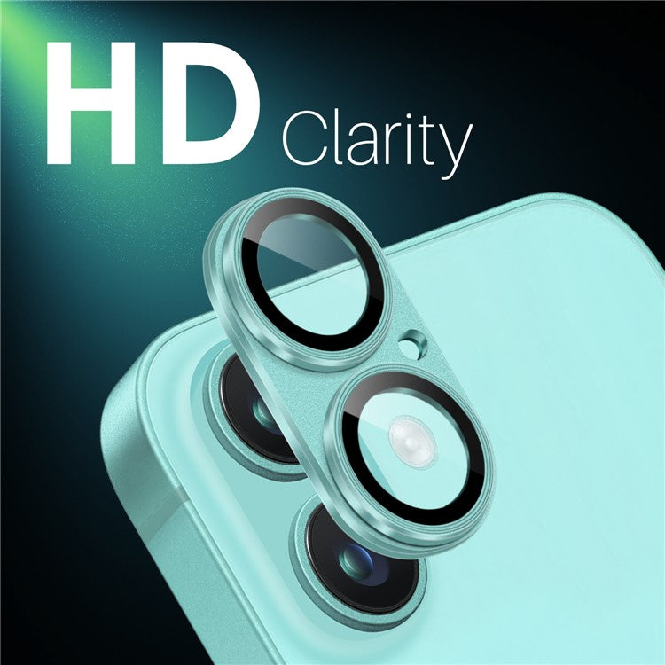 NORTHJO For iPhone 16 / 16 Plus Matte Camera Lens Protector Integrated Metal + Tempered Glass Lens Film - Cyan