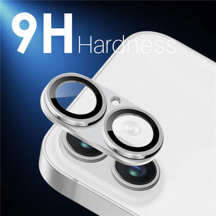 NORTHJO For iPhone 16 / 16 Plus Matte Camera Lens Protector Integrated Metal + Tempered Glass Lens Film - Silver