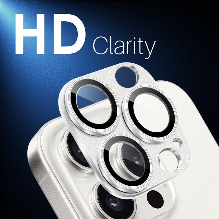 NORTHJO For iPhone 16 Pro / 16 Pro Max Camera Lens Protector Integrated Matte Metal + Tempered Glass Lens Film - Silver