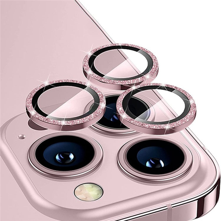 ENKAY HAT PRINCE 1Set For iPhone 16 Pro / 16 Pro Max Camera Lens Protector Glitter Metal Ring Lens Film - Pink