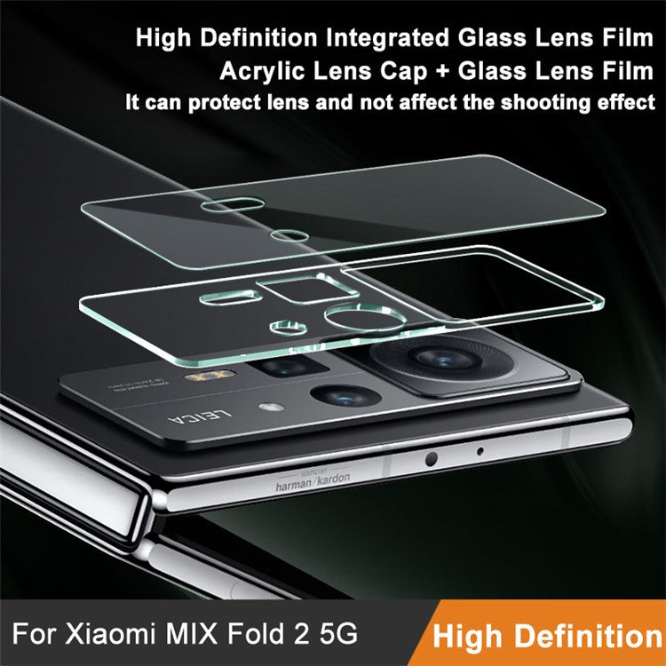 IMAK Integrated Camera Lens Protector for Xiaomi Mix Fold 2 5G, Anti-Scratch HD Tempered Glass Film + Acrylic Lens Cap