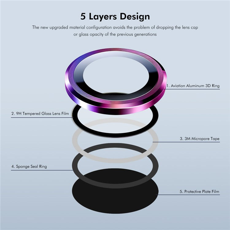 ENKAY HAT PRINCE 1Set For Xiaomi Mix Flip 5G Camera Lens Protector Metal Ring Lens Film - Purple