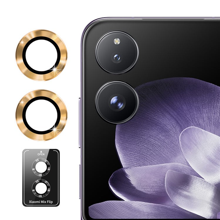 ENKAY HAT PRINCE 1Set For Xiaomi Mix Flip 5G Camera Lens Protector Metal Ring Lens Film - Gold