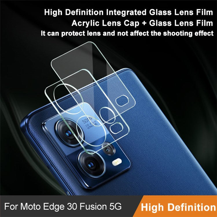 IMAK For Motorola Moto S30 Pro 5G / Edge 30 Fusion 5G Camera Lens Protector HD Clear Tempered Glass Film + Acrylic Lens Cap