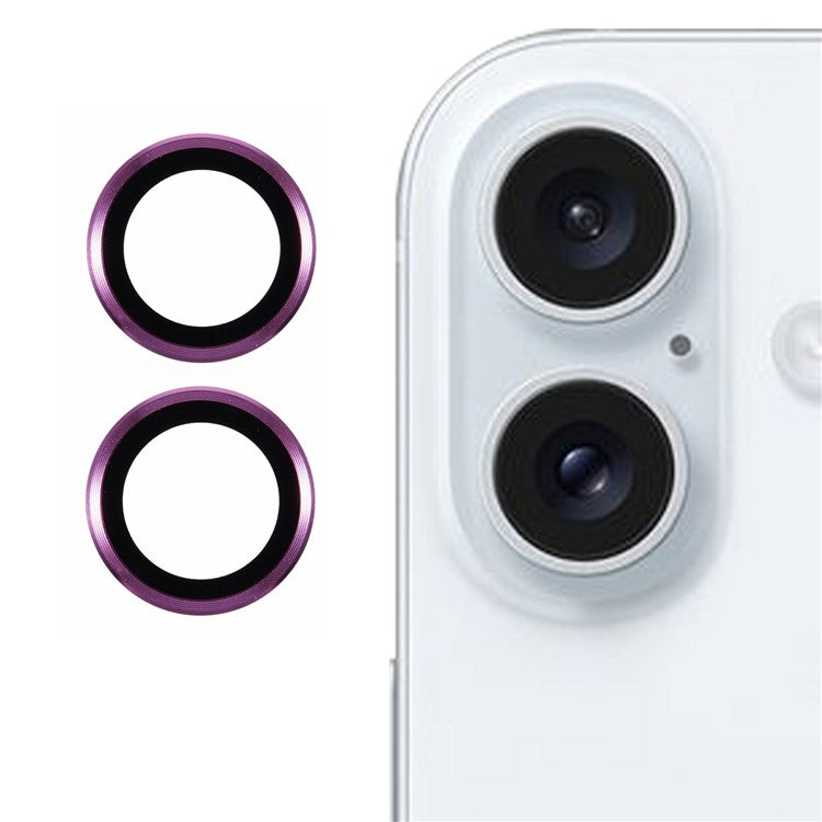 2Pcs / Set For iPhone 16 / 16 Plus Camera Lens Protector Scratch-Resistant Corning Gorilla Glass Lens Film - Purple