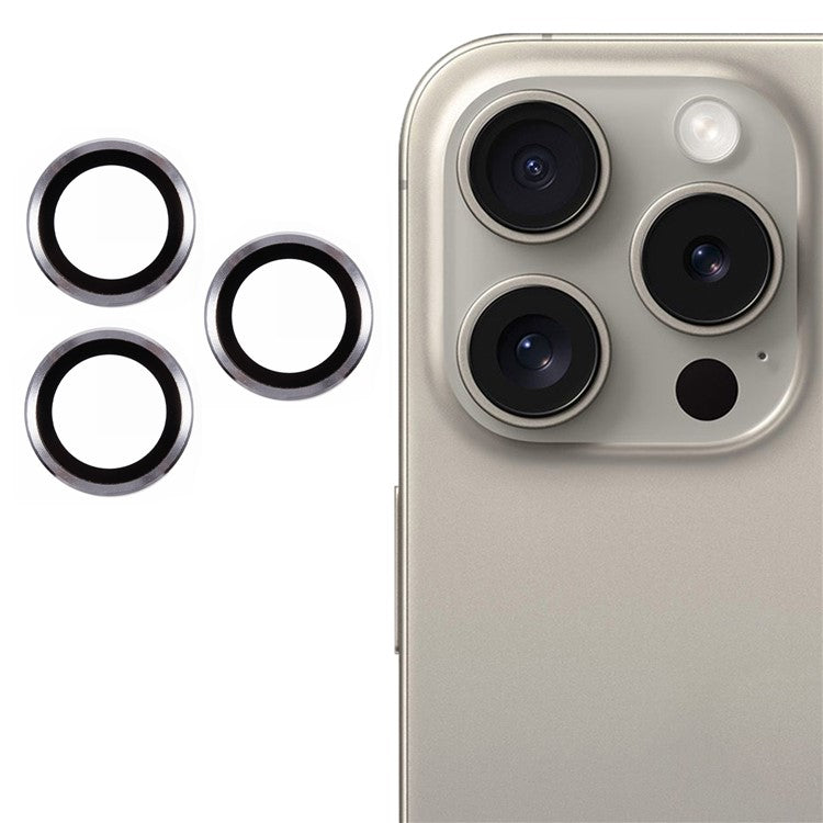 3Pcs / Set For iPhone 16 Pro / 16 Pro Max Camera Lens Protector Scratch-Resistant Corning Gorilla Glass Lens Film - Silver