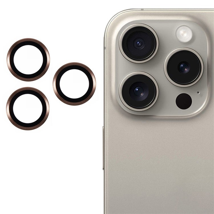 3Pcs / Set For iPhone 16 Pro / 16 Pro Max Camera Lens Protector Scratch-Resistant Corning Gorilla Glass Lens Film - Gold