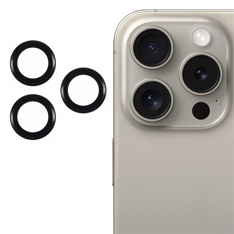 3Pcs / Set For iPhone 16 Pro / 16 Pro Max Camera Lens Protector Scratch-Resistant Corning Gorilla Glass Lens Film - Black