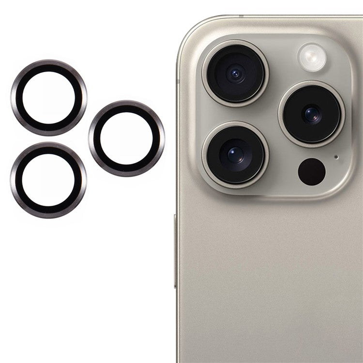 3Pcs / Set For iPhone 16 Pro / 16 Pro Max Camera Lens Protector Scratch-Resistant Corning Gorilla Glass Lens Film - Grey