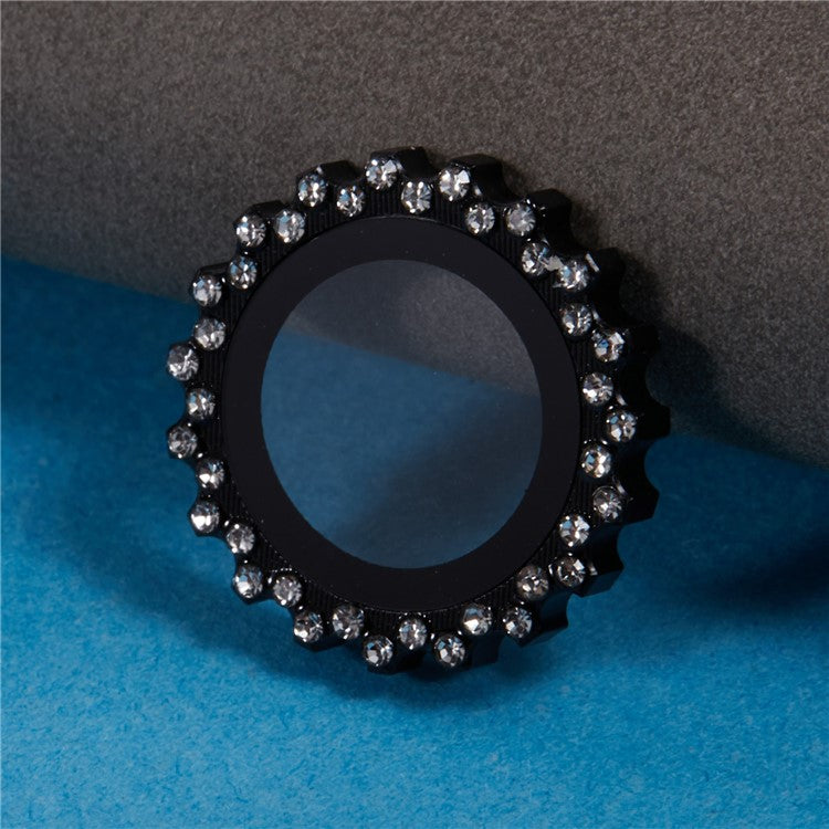 2Pcs / Set For iPhone 16 / 16 Plus Camera Lens Protector Gear Shape Rhinestone Decor Corning Gorilla Glass Lens Film - Black