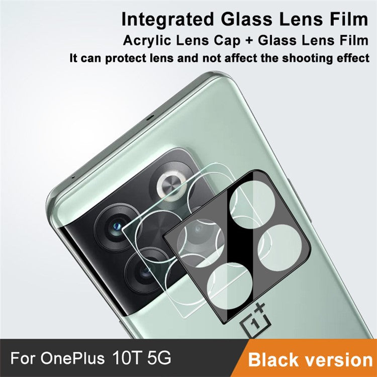 IMAK Camera Lens Protector for OnePlus Ace Pro 5G / 10T 5G, HD Clear Integrated Tempered Glass Film + Acrylic Lens Cap (Black Version)