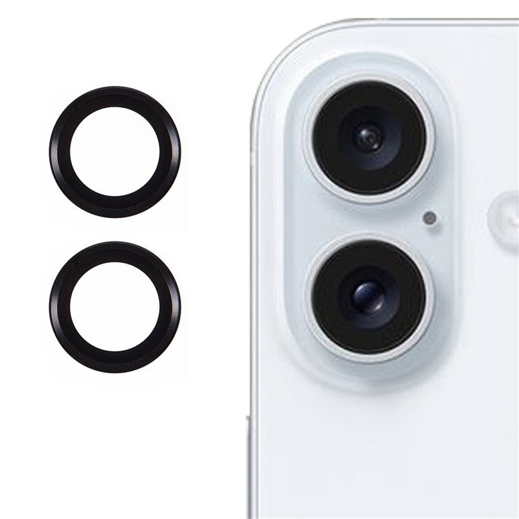 2Pcs / Set For iPhone 16 Plus / 16 Camera Lens Protector Scratch-Resistant Corning Gorilla Glass Lens Film - Black