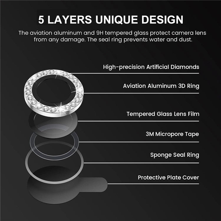 ENKAY HAT PRINCE 1 Set For iPhone 16 Pro / 16 Pro Max Camera Lens Protector Tempered Glass+Aluminum Alloy Lens Film - Silver