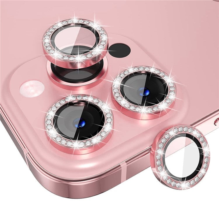 ENKAY HAT PRINCE 1 Set For iPhone 16 Pro / 16 Pro Max Camera Lens Protector Tempered Glass+Aluminum Alloy Lens Film - Pink