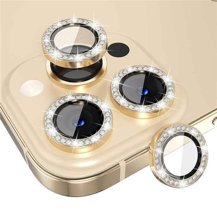 ENKAY HAT PRINCE 1 Set For iPhone 16 Pro / 16 Pro Max Camera Lens Protector Tempered Glass+Aluminum Alloy Lens Film - Gold