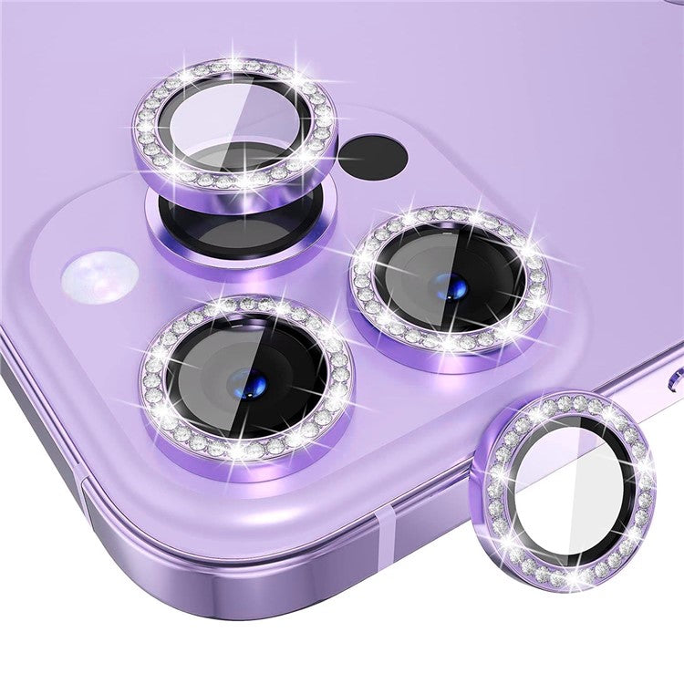 ENKAY HAT PRINCE 1 Set For iPhone 16 Pro / 16 Pro Max Camera Lens Protector Tempered Glass+Aluminum Alloy Lens Film - Light Purple