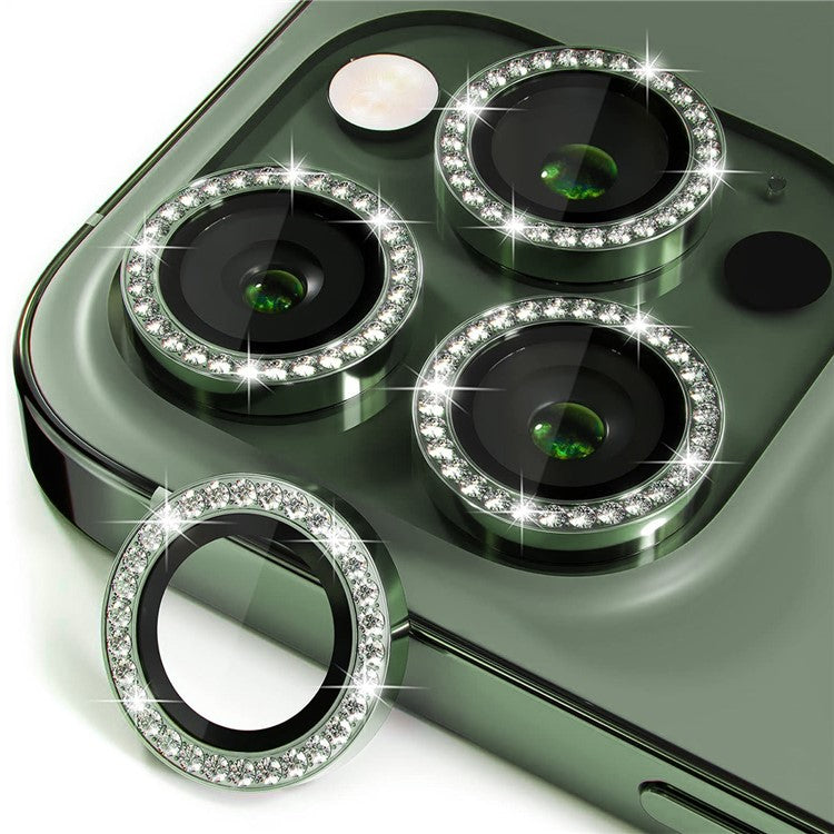 ENKAY HAT PRINCE 1 Set For iPhone 16 Pro / 16 Pro Max Camera Lens Protector Tempered Glass+Aluminum Alloy Lens Film - Dark Green