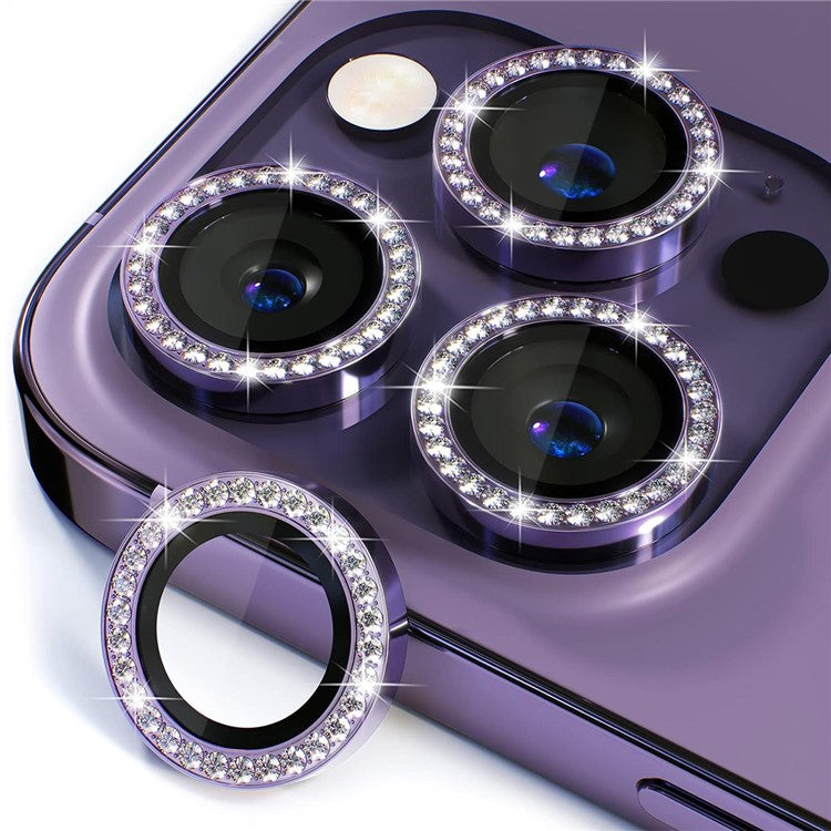 ENKAY HAT PRINCE 1 Set For iPhone 16 Pro / 16 Pro Max Camera Lens Protector Tempered Glass+Aluminum Alloy Lens Film - Dark Purple