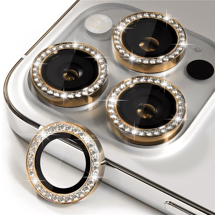 ENKAY HAT PRINCE 1 Set For iPhone 16 Pro / 16 Pro Max Camera Lens Protector Tempered Glass+Aluminum Alloy Lens Film - Titanium Gold