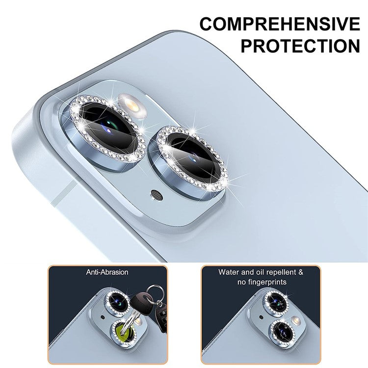 ENKAY HAT PRINCE 1 Set For iPhone 16 / 16 Plus Camera Lens Protector Tempered Glass+Aluminum Alloy Lens Film - Blue