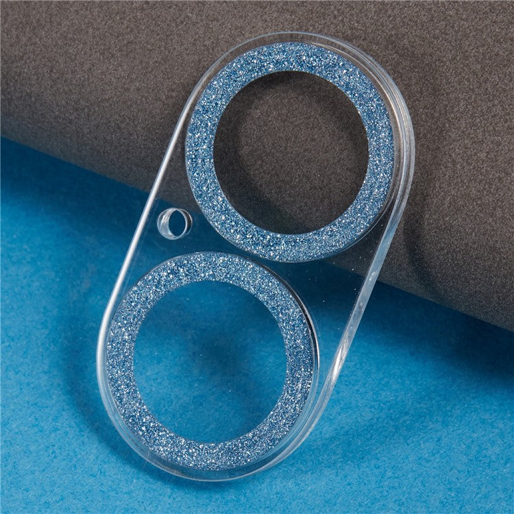 For iPhone 16 / 16 Plus Camera Lens Protector Glitter Tempered Glass Lens Film - Blue