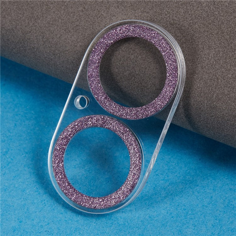 For iPhone 16 / 16 Plus Camera Lens Protector Glitter Tempered Glass Lens Film - Purple