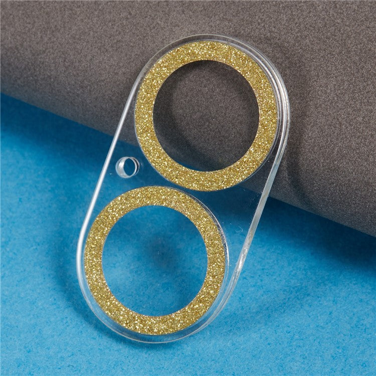 For iPhone 16 / 16 Plus Camera Lens Protector Glitter Tempered Glass Lens Film - Gold