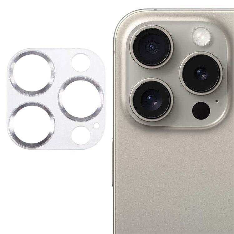 For iPhone 16 Pro / 16 Pro Max Camera Lens Protector CD Veins Integrated Tempered Glass Lens Film - Silver