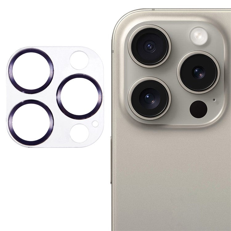 For iPhone 16 Pro / 16 Pro Max Camera Lens Protector CD Veins Integrated Tempered Glass Lens Film - Purple