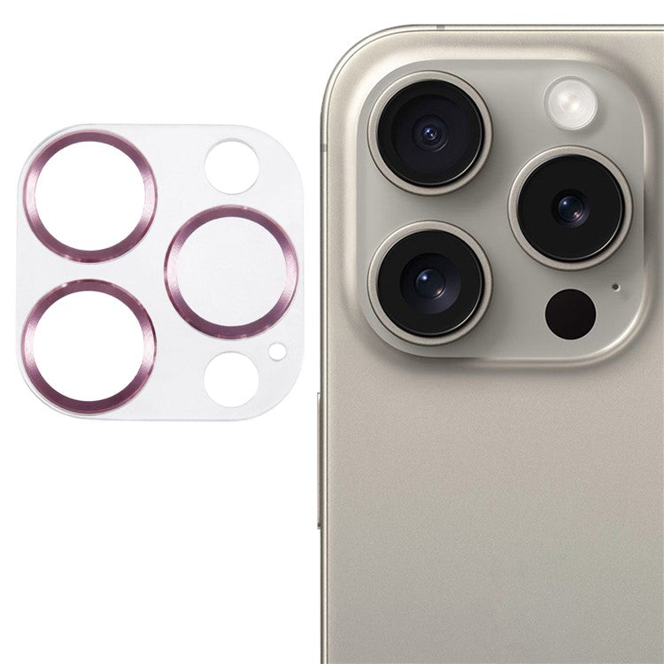 For iPhone 16 Pro / 16 Pro Max Camera Lens Protector CD Veins Integrated Tempered Glass Lens Film - Rose Gold