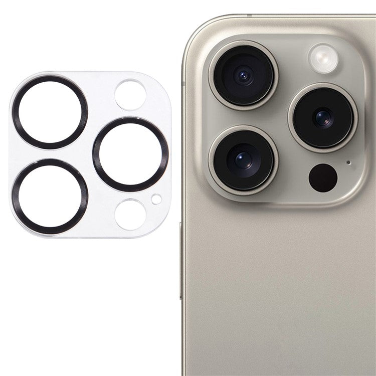 For iPhone 16 Pro / 16 Pro Max Camera Lens Protector CD Veins Integrated Tempered Glass Lens Film - Black