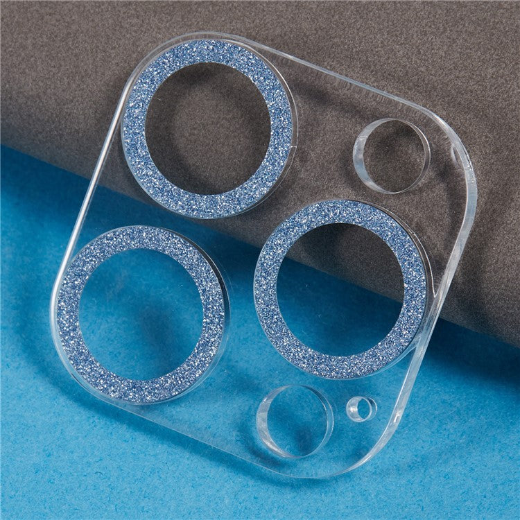 For iPhone 16 Pro / 16 Pro Max Camera Lens Protector Glitter Tempered Glass Lens Film - Blue