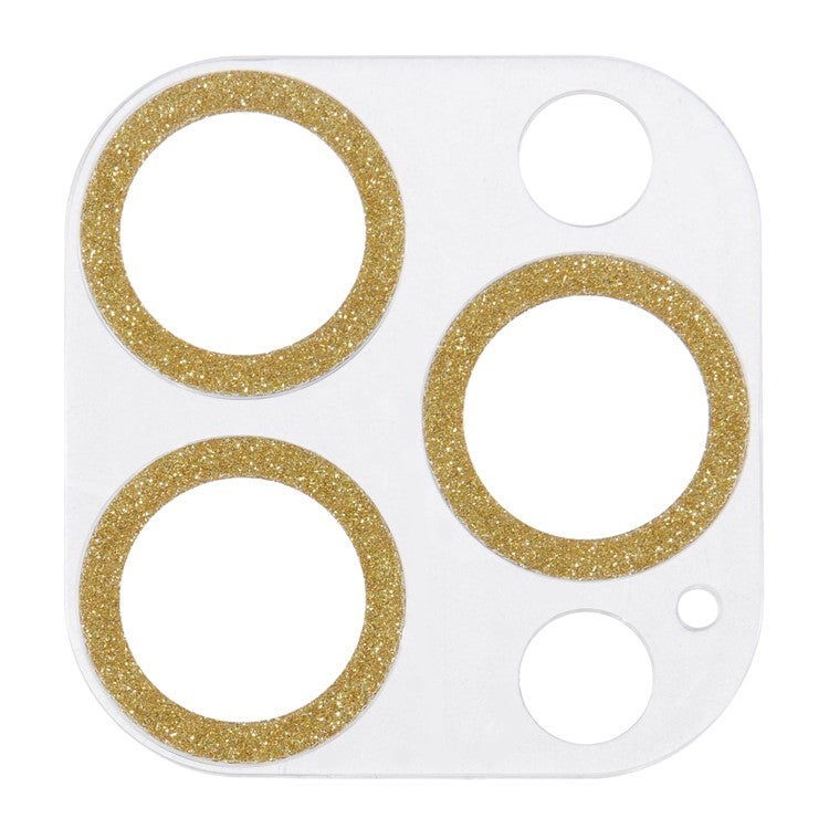 For iPhone 16 Pro / 16 Pro Max Camera Lens Protector Glitter Tempered Glass Lens Film - Gold