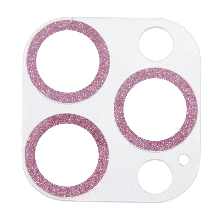 For iPhone 16 Pro / 16 Pro Max Camera Lens Protector Glitter Tempered Glass Lens Film - Pink