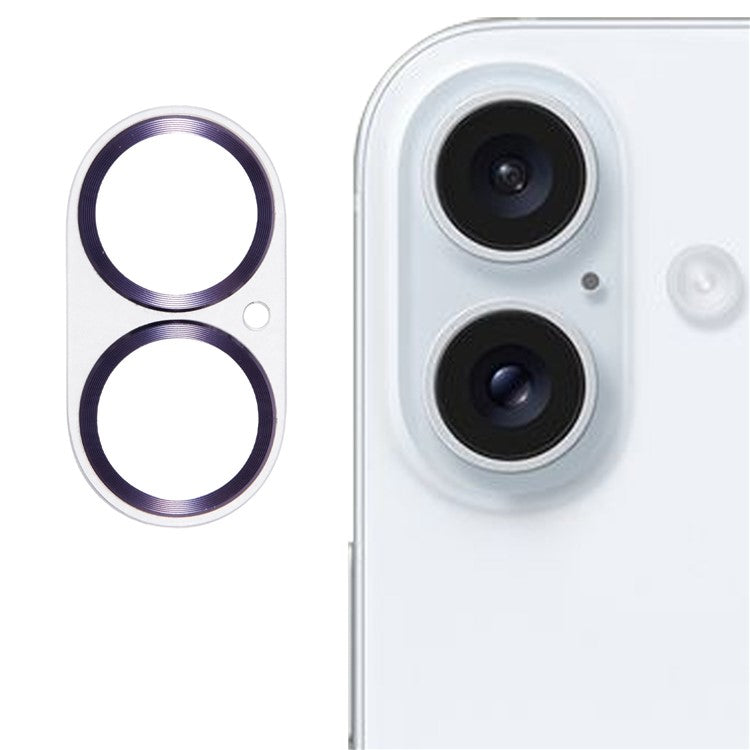 For iPhone 16 / 16 Plus Camera Lens Protector CD Veins Integrated Tempered Glass Lens Film - Purple