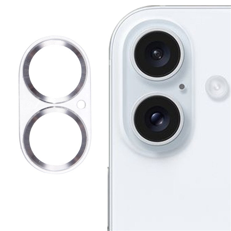 For iPhone 16 / 16 Plus Camera Lens Protector CD Veins Integrated Tempered Glass Lens Film - Silver