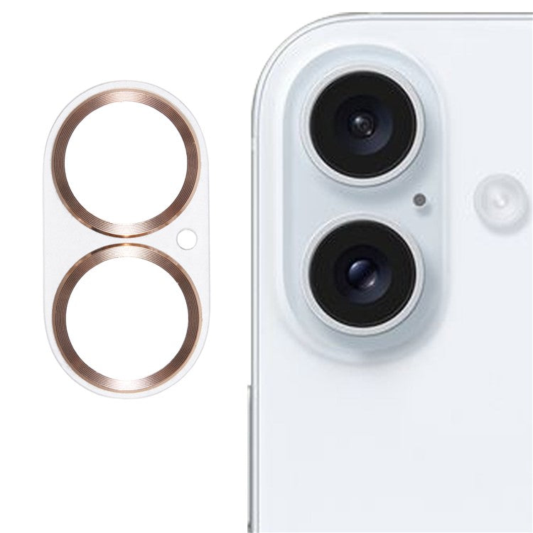 For iPhone 16 / 16 Plus Camera Lens Protector CD Veins Integrated Tempered Glass Lens Film - Gold