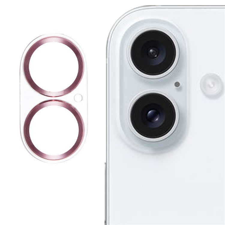 For iPhone 16 / 16 Plus Camera Lens Protector CD Veins Integrated Tempered Glass Lens Film - Rose Gold