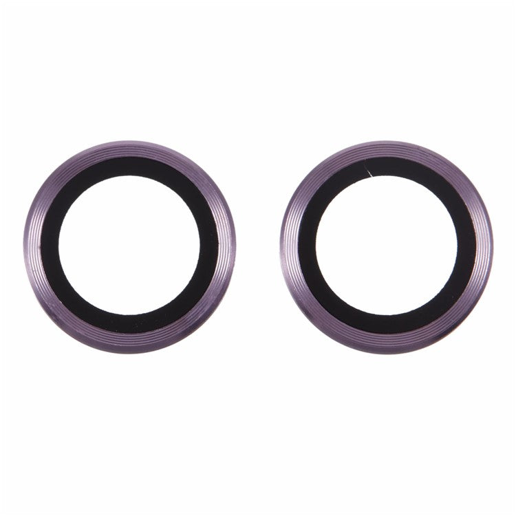 For iPhone 16 / 16 Plus Camera Lens Protector CD Veins Metal Ring Tempered Glass Film - Purple