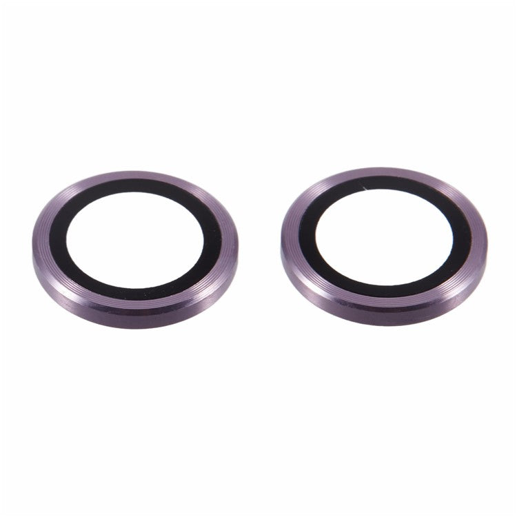 For iPhone 16 / 16 Plus Camera Lens Protector CD Veins Metal Ring Tempered Glass Film - Purple