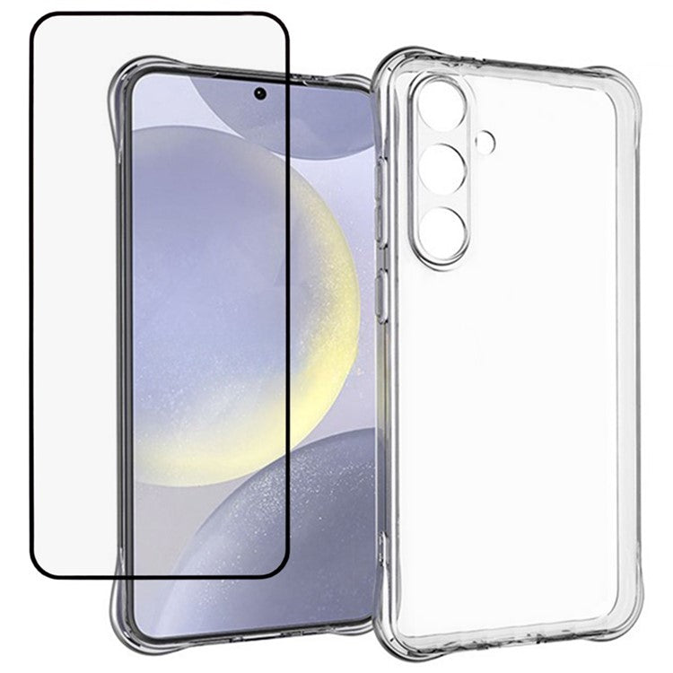 For Samsung Galaxy A56 5G Case 2.0mm TPU Clear Phone Cover with Tempered Glass Screen Protector