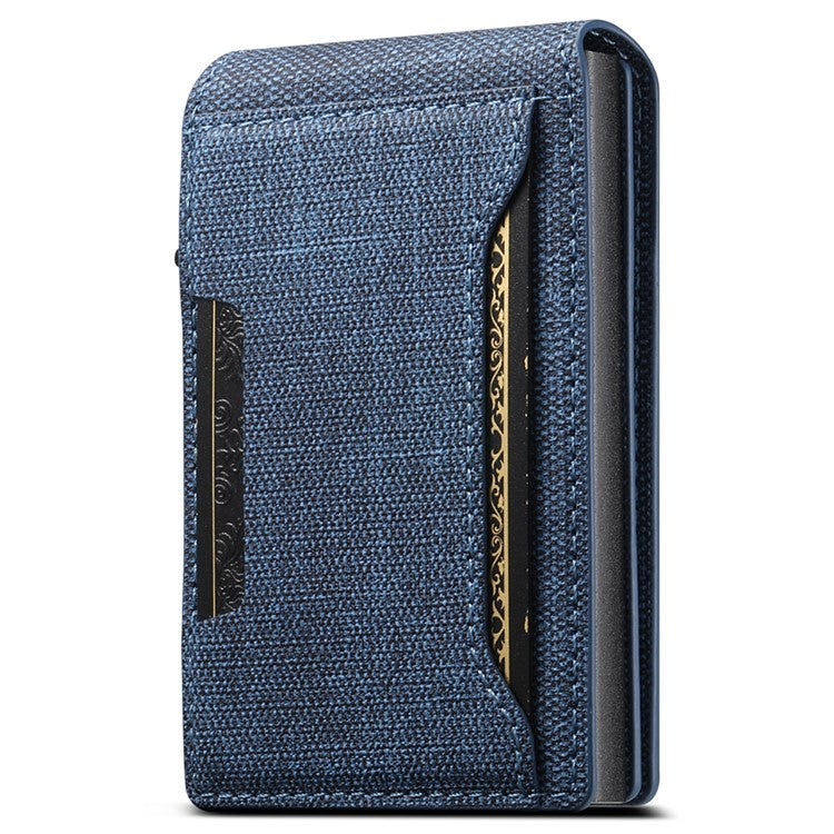 SUTENI Denim Texture PU Leather Card Case Auto Pop Up Card Holder - Blue