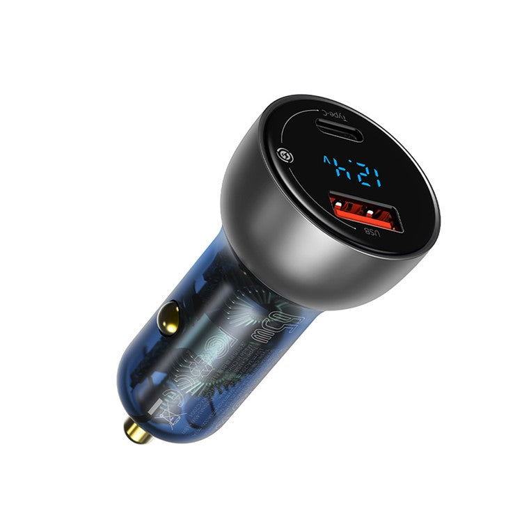 BASEUS Particular Digital Display QC+PPS Dual Quick Charger Car Charger 65W - Dark Grey