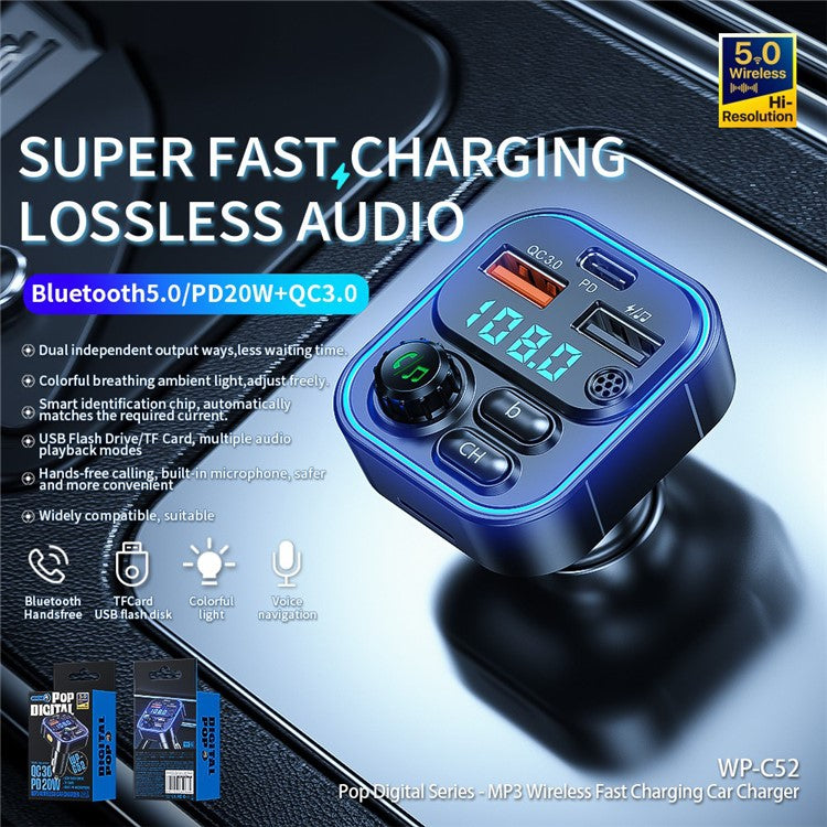 WEKOME WP-C52 Bluetooth MP3 PD 20W Fast Charging Car Charger