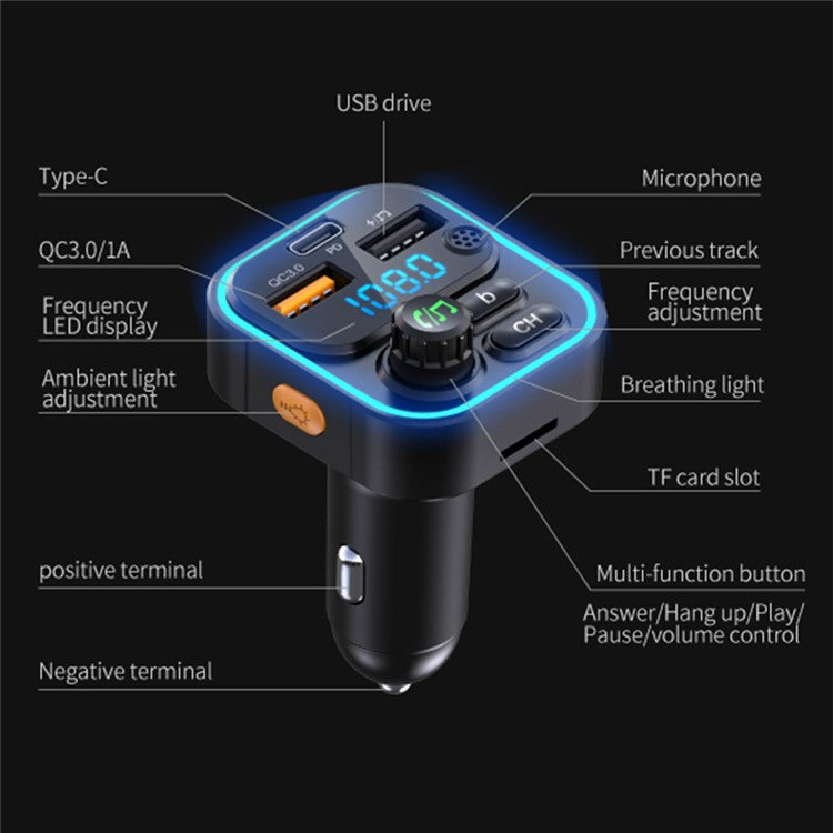 WEKOME WP-C52 Bluetooth MP3 PD 20W Fast Charging Car Charger