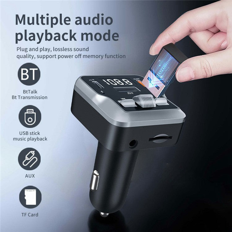 C64 Bluetooth 5.3 Car Adapter PD 30W Car Charger Handsfree Calling Audio Receiver MP3 Music Player