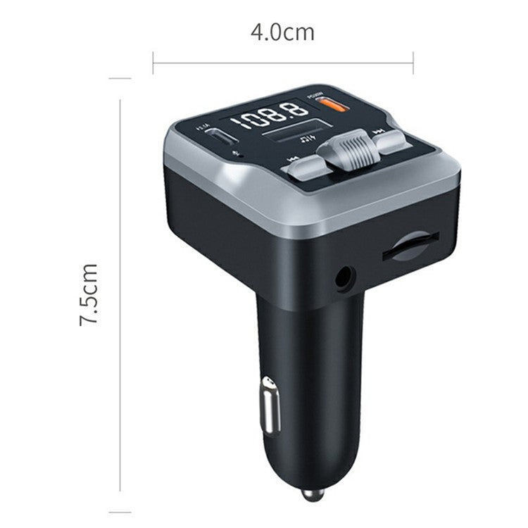 C64 Bluetooth 5.3 Car Adapter PD 30W Car Charger Handsfree Calling Audio Receiver MP3 Music Player