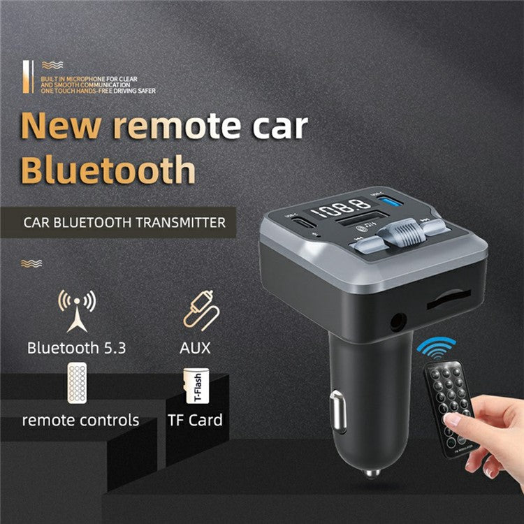 C66 Multifunctional Car Charger FM Transmitter Bluetooth Player Adapter with Remote Control